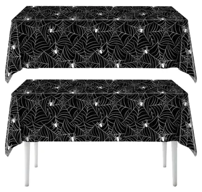 Obrázek produktu pro Halloweenová ubruska s motivem pavučiny, černá, 2 kusy, rozměry 137x274 cm, materiál: PE