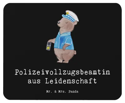 Produktbild von Mr. & Mrs. Panda Mouse Pad Polizeivollzugsbeamtin Leidenschaft - Schwarz - Geschenk, Polizeivollzugsbeamte, Mousepad, Mauspad, Polizistin, Polizei, computer, pc