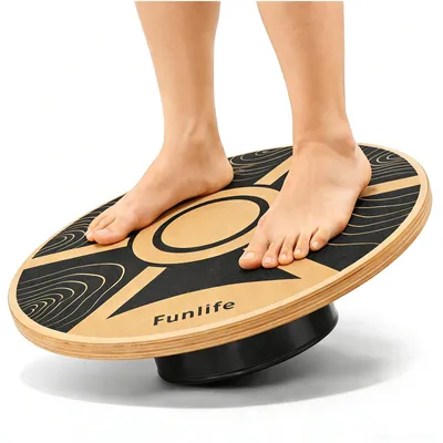 Produktbild von TERRA Balance Board - Rundes Wackelbrett - Birkenholz - 360° Balancetrainer für Core-Training - Koordination & Stabilität - Bis 100 kg