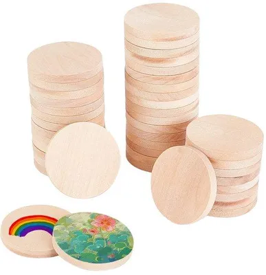 Produktbild von 50er Satinholz Scheiben 4cm Ungefertigte Holzringe Naturfarbe Holzkreise Runde Stifte Dicke Holzplatten für Handwerk DIY Malerei Holzschnitzerei Heimdekoration