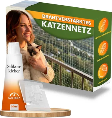 Zdjęcie produktu dla Siatka balkonowa dla kotów, wzmocniona, o wymiarach 3 x 4 metry, w zestawie z haczykami do montażu, zapewniająca bezpieczeństwo kotów