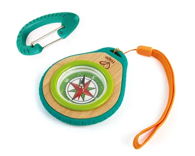 Zdjęcie produktu dla Hape E5575 Zestaw kempingowy, kompas i karabińczyk dla dzieci, 2 elementy, Nature Fun