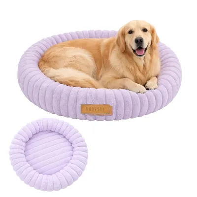 Image de Dogeste Donut panier pour chien 90 cm rond, coussin doux et moelleux, lavable, fond antidérapant