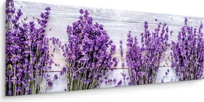 Zdjęcie produktu dla Obraz Panoramiczny Do Jadalni LAWENDA Kwiaty Natura Deski 145x45cm
