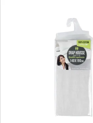 Image de Draps Housse - PROMO LINGE - NOA - Coton - 200x180cm - Blanc