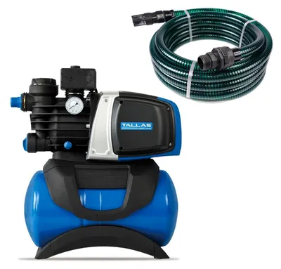 Produktbild von Tallas D-BOOST 850 mit Ansaugschlauch - Hauswasserwerk - 3.180 L/Std. - 850W - Förderhöhe 43 m - Automatische Ein- / Ausschaltung - Inkl. Wasserfilter