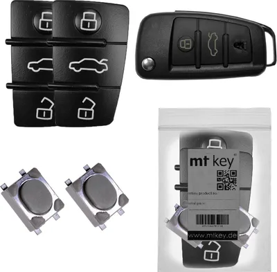 Produktbild von Auto Klapp Schlüssel Funk Fernbedienung Repair Reparatur Set 2X 3 Tasten Tastenfeld + 2X Mikrotaster kompatibel mit Audi