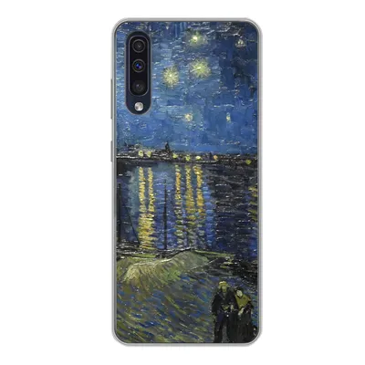 Produktbild von MuchoWow® Handyhülle Schutzhülle Hülle für Samsung Galaxy A50 Sternennacht über dem Orsay Paris - Vincent Van Gogh Silikon Softcase Handy Hülle - Mobiltelefonhülle