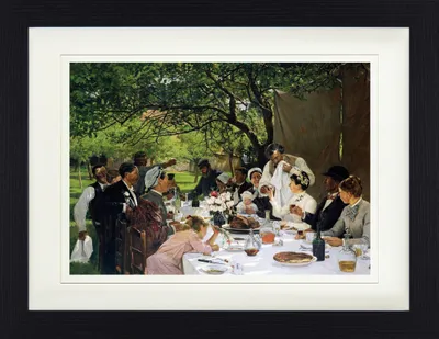 Produktbild von Albert Auguste Fourié Gerahmtes Bild Mit Edlem Passepartout | Wand-Bilder | Im Bilderrahmen - Hochzeitsmahl Bei Yport, 1886 (30 x 40 cm)