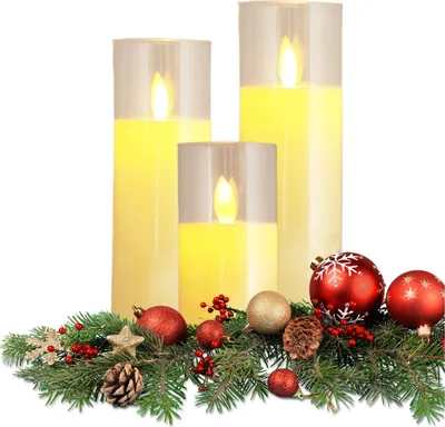Obrázek produktu pro Led svíčka lucerna vedl vánoční dekorace 3 ks. 15 cm, 12,5 cm, 10 cm