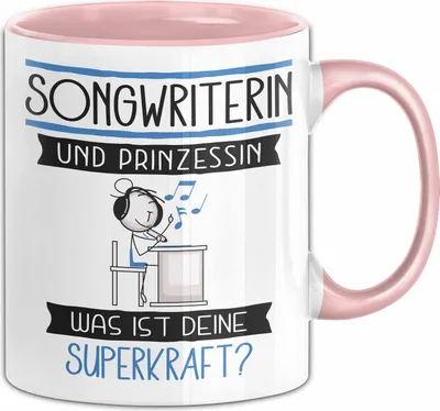 Produktbild von Songwriterin Und Prinzessin Tasse Geschenk Für Eine Songwriterin Geburtstag Was Ist Deine Superkraft (Rosa)