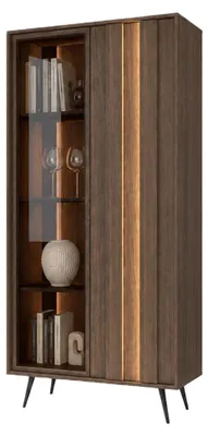 Produktbild von Vitrine Katiso, 94x40x196h cm, Walnussbraun, 8 Regale