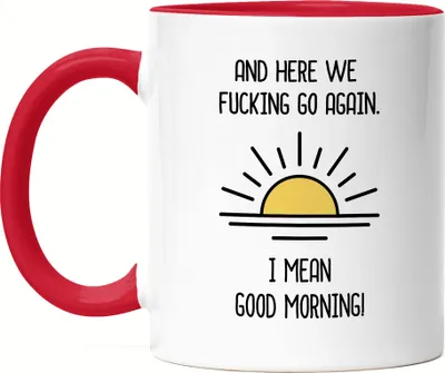 Produktbild von Guten Morgen Tasse Rot Spruch Sonnenaufgang Büro Good Morning Geschenkidee Kollegen Chef Freunde