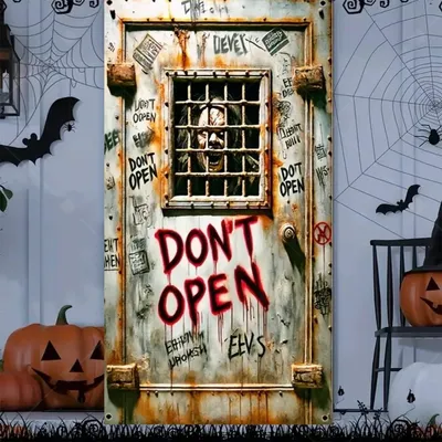 Produktbild von Halloween Türbanner Grusel Skelett Sensenmann Geist Horror Haustür Dekoration Wanddeko Hintergrund - Modell: Variante 10, Größe: 90 x 180 cm