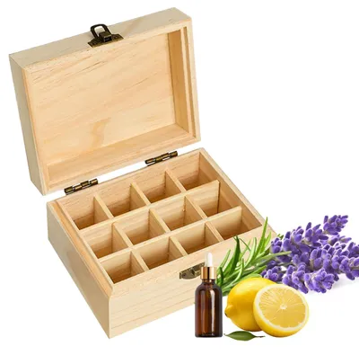 Image de Omgoods - Boîte de rangement en bois pour huiles essentielles, avec 16 compartiments
