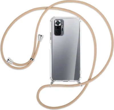Produktbild von Handykette Backcover-Schutzhülle mit Band (Metall silberfarben) für Xiaomi Redmi Note 10 Pro / Pro Max - beige