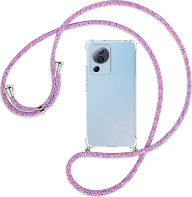 Produktbild von Handykette Backcover-Schutzhülle mit Band (Metall silberfarben) für Xiaomi Civi 2, Xiaomi 12 Lite NE - lila/rosa/blau
