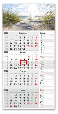 Produktbild von Timr 4-Monatskalender Streifenkalender 2027 - 60cm Motiv Dünen Meer I tr433