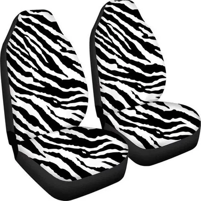 Image de Housses de siège de voiture Zebra - Housses de siège universelles - Accessoires d'intérieur - 2 sièges avant - Motif zébré