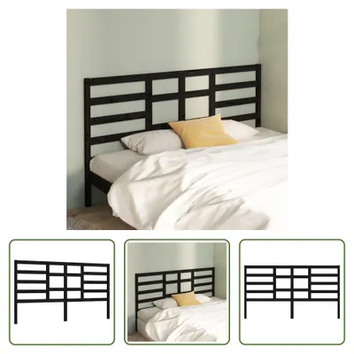 Produktbild von The Living Store Bett-Kopfteil Schwarz 206x4x104 cm Massivholz Kiefer