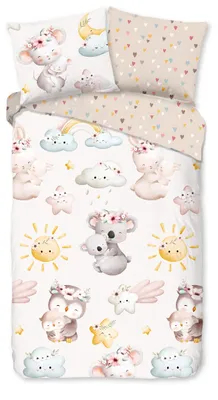 Zdjęcie produktu dla Komplet pościeli do łóżeczka dziecięcego "Hugs" - brązowy - (140x220 cm) - 100% bawełna