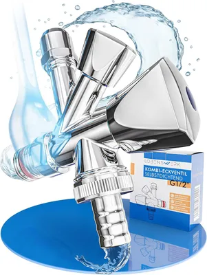 Produktbild von LOBENSWERK Kombi Eckventil 1/2 Zoll [selbstdichtend] Eckventil mit Geräteanschluss aus Messing | für Kalt- und Warmwasserleitungen| sofort Wasserdicht