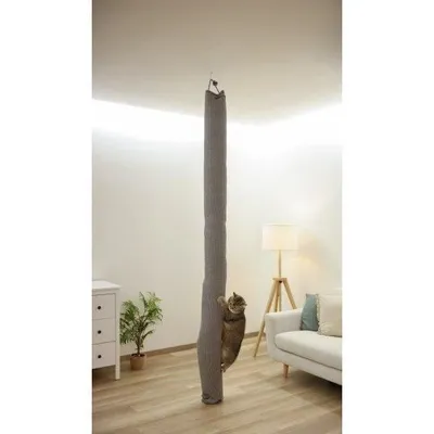 Immagine prodotto di Albero tiragraffi per gatti, KERBL Climber, 16 x 16 x 240 cm, fissaggio al soffitto, grigio