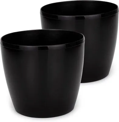Immagine prodotto di Vasi da fiori in plastica - decorativi - Set da 2 - neri - Diametro 25 cm