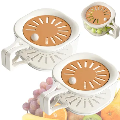 Obstwaschschüssel 2-in-1 mit Sieb, Beeren, orange