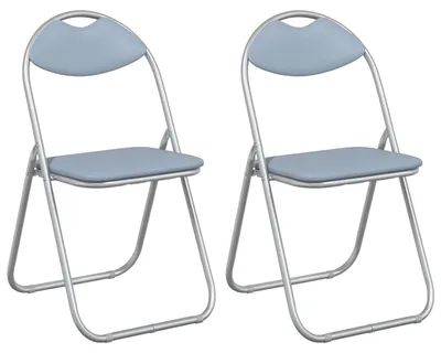Produktbild von vidaXL Klappstuhl 2 pcs Grau 48 x 43,5 x 81 cm Kunstleder