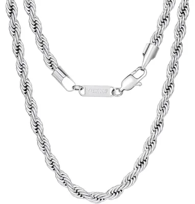 Obrázek produktu pro Řetěz z oceli s povrchovou úpravou 18karátovým zlatem, pánský, šířka 3/4/5 mm, délka 46-66 cm, stříbrná barva