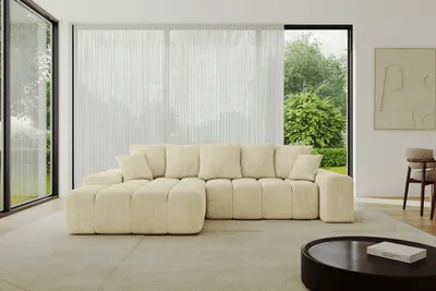 Produktbild von ALTDECOR Ecksofa mit Schlaffunktion und Bettkasten ENSI-L - 267x164x69 cm Beige - Corner Sofa Bett Eckcouch Couch L-Form Schlafcouch Ausziehbar Wohnlandschaft Schlafsofa Couchsofa