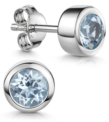 Produktbild von MATERIA by Matthias Wagner Blautopas Ohrstecker 925 Sterling Silber rund blau SO-492-Hellblau