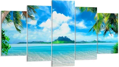 Produktbild von Bild auf Leinwand - Leinwandbild - Strand Urlaub Insel Palme - 160x85cm - Wand Bild - Wanddeko - Leinwanddruck - Bilder - Kunstdruck - Wanddekoration - Leinwand bilder - Wandkunst - EA160x85-2528