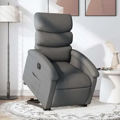 Immagine prodotto di Poltrona reclinabile con ausilio per l'alzata elettrica in tessuto grigio scuro