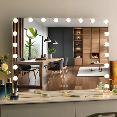 Obrázek produktu pro Zrcadlo do make-upu ve stylu Hollywoodu – Zrcadlo do make-upu – Zrcadlo s osvětlením – LED zrcadlo – Zrcadlo s lampičkou – 80 x 60 cm