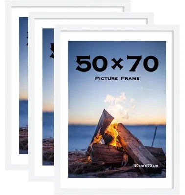 Produktbild von Bilderrahmen 50 x 70 cm Weiß Holz 3 Stück