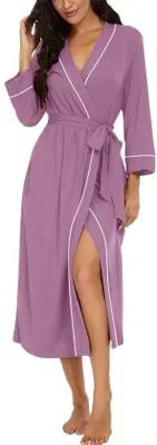 Productafbeelding van Lichte kimono-badjassen voor dames, 3/4 mouwen, sauna-badjas in rood (maat S)