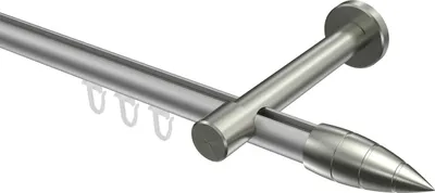 Produktbild von Interdeco Innenlaufstange / Gardinenstange mit Innenlauf Silbergrau / Edelstahl-Optik, Typ Prestige Samanto (Rillenpatrone), 20 mm Ø 1-läufig, 540 cm