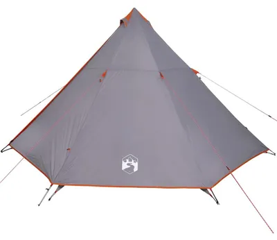 Image de vidaXL Tipi tente familiale 8 personnes Gris et orange Étanche