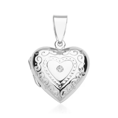 Produktbild von Herzförmiger Silber-Anhänger mit Zirkonia