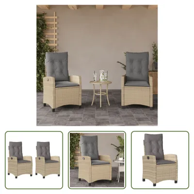 Produktbild von The Living Store Gartensessel Kissen 2Stk. Verstellbar Beigemischung Poly Rattan
