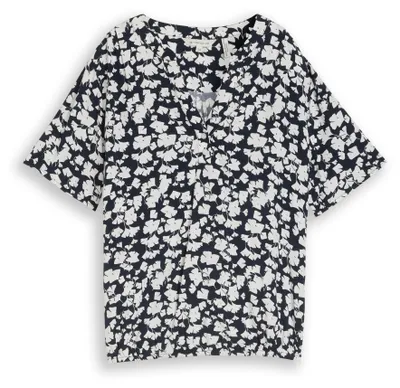 Produktbild von Tom Tailor Damen Bluse gemustert aus fließender Viskose mit elastischem Saumbund
