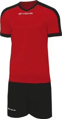 Productafbeelding van M Rosso/Nero | Givova Revolution voetbalset met shirt en shorts, rood en zwart