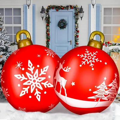 Aufblasbare Weihnachtskugeln, 2 Stück, 60 cm, für Innen & Außen