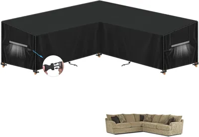 Image de Housses de protection imperméables en tissu Oxford pour canapés d'angle en forme de V - 285 x 285 cm