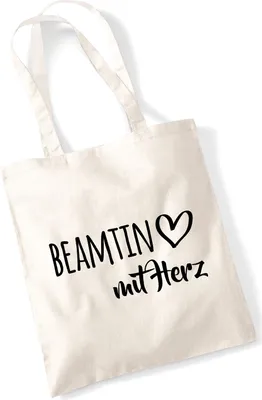 Produktbild von Huuraa Jutebeutel Beamtin mit Herz 10 Liter Natural Baumwolle Tasche Geschenkidee