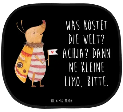 Produktbild von Mr. & Mrs. Panda Auto Sonnenschutz Nachtfalter Fähnchen - Schwarz - Geschenk, Küche Deko, Lustige Sprüche, Süß, Autoscheibe, Käfer, Spruch Witzig, Lustig, Sonnenblende