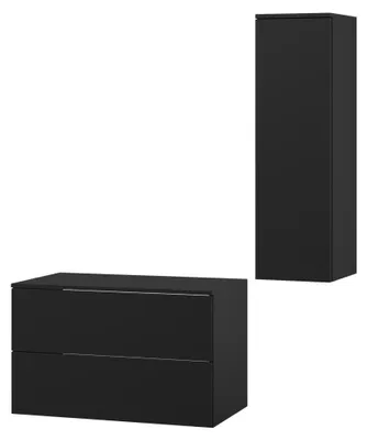 Obrázek produktu pro Koupelnový set 2dílný: Spodní skříňka + Vysoká skříňka Color Černá (2S 80 + 1D 100)