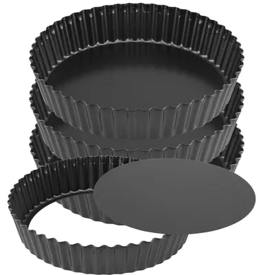 4er-Set Quicheform 22 cm, Antihaft, herausnehmbarer Boden